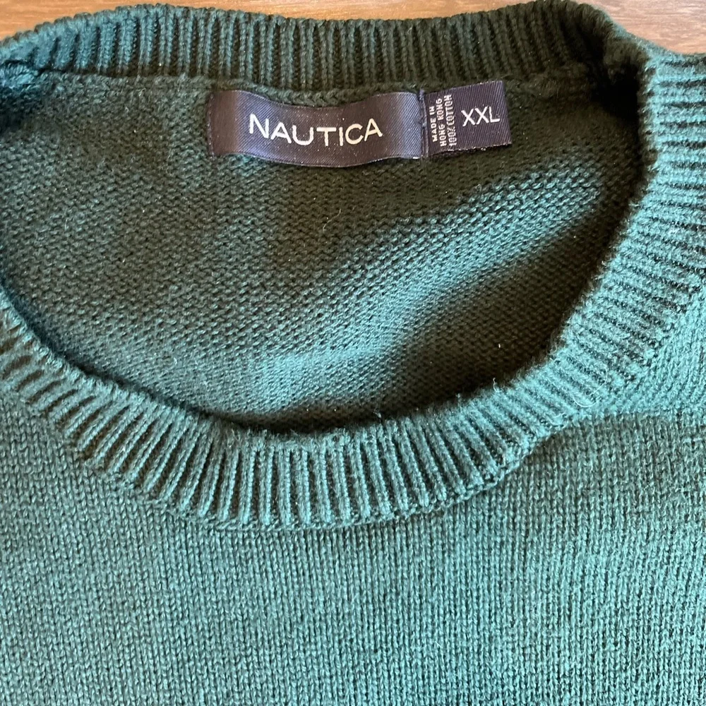 Nautica Men’s Crewneck Pullover Sweater Green Navy Red Vintage 90s Style XXL